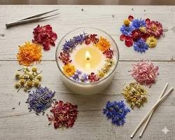 Botanical dried flower soy candle with delicate floral details